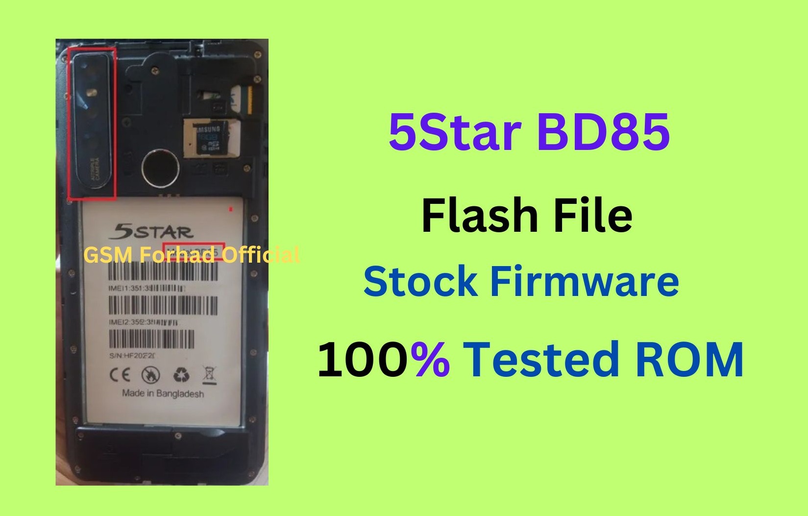 5Star BD85 Flash File Without Password