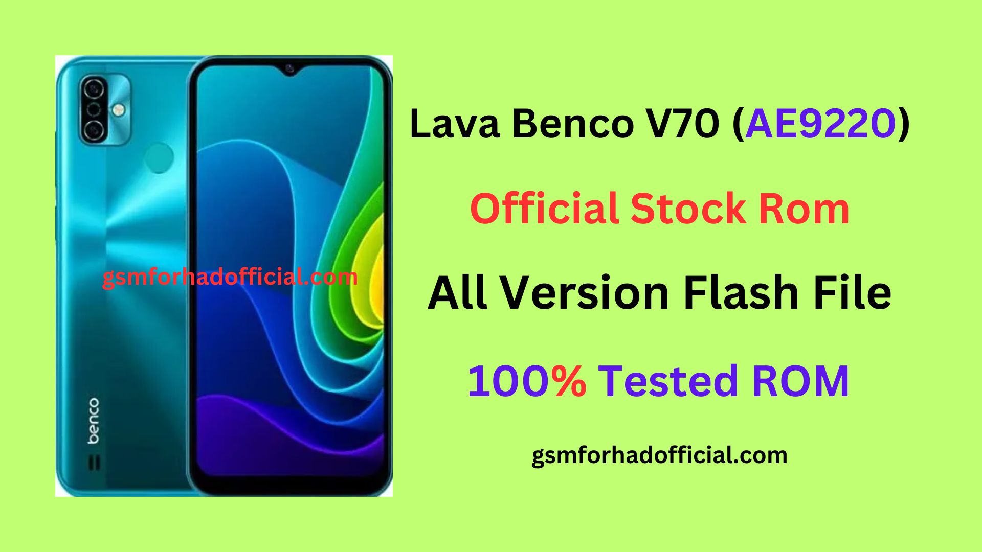 Lava V70 Benco AE9220 Flash File