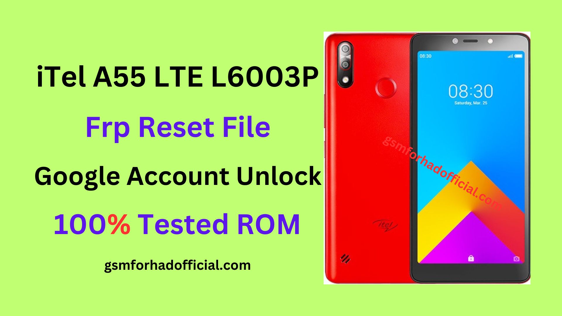 iTel A55 LTE L6003P Frp Reset File