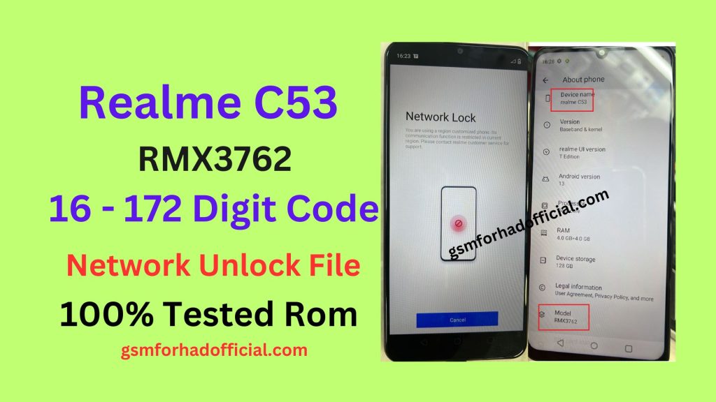 Realme C53 RMX3762 Network Unlock File