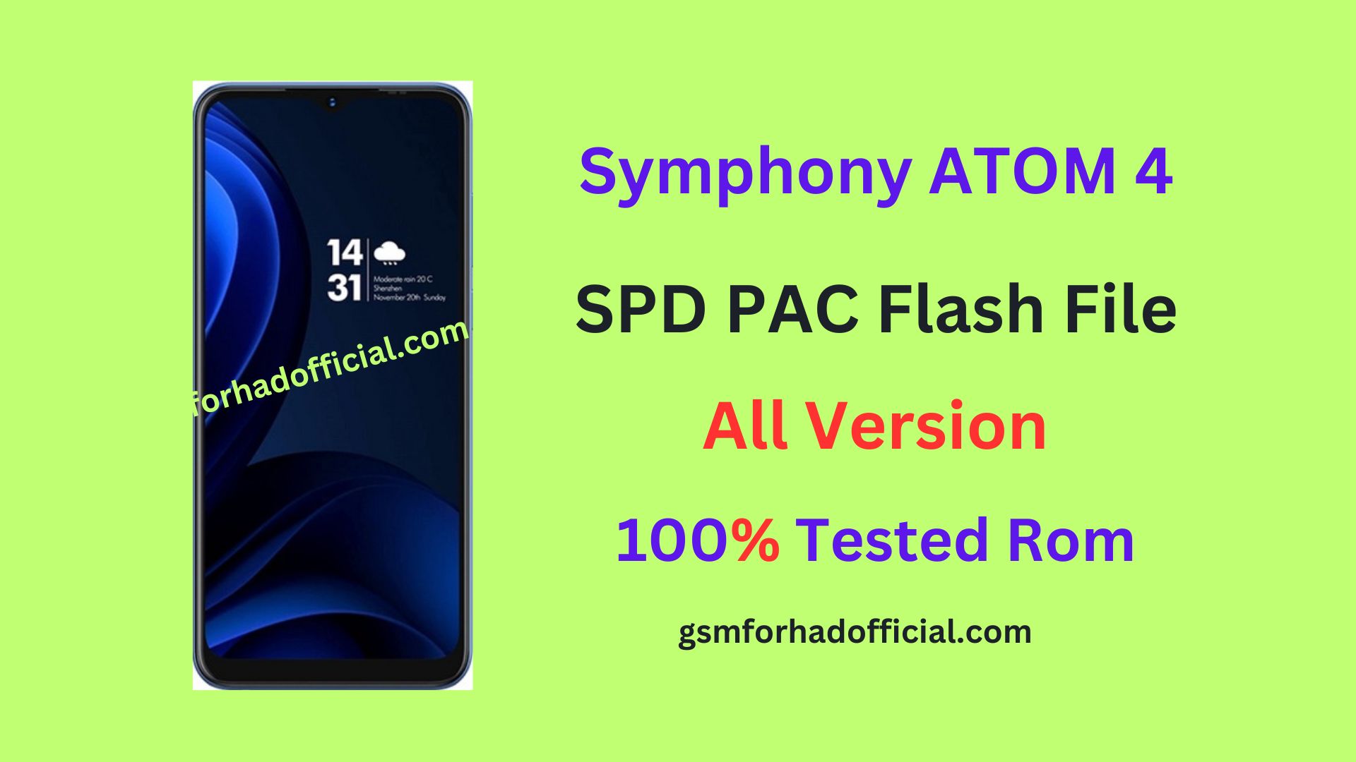 Symphony ATOM 4 Flash File Without Password