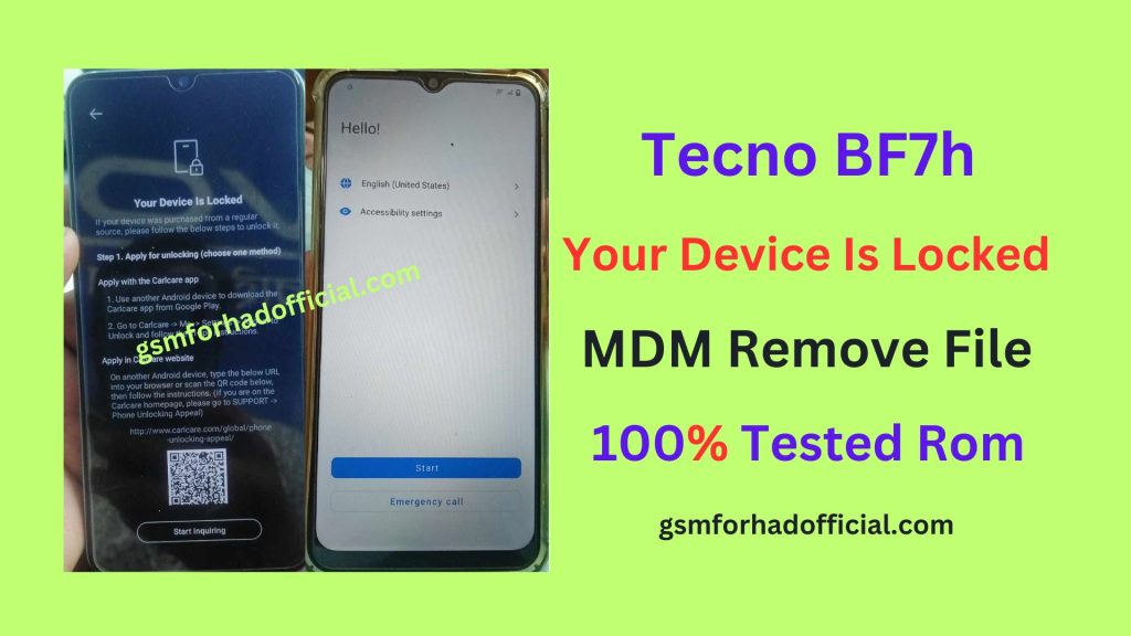 Tecno BF7h MDM Remove File