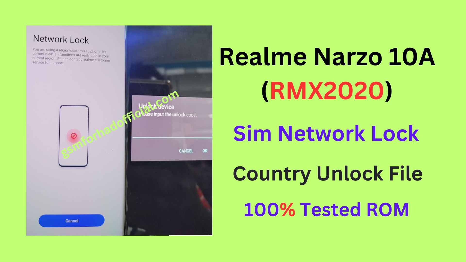 Realme Narzo 10A RMX2020 Sim Network Unlock File