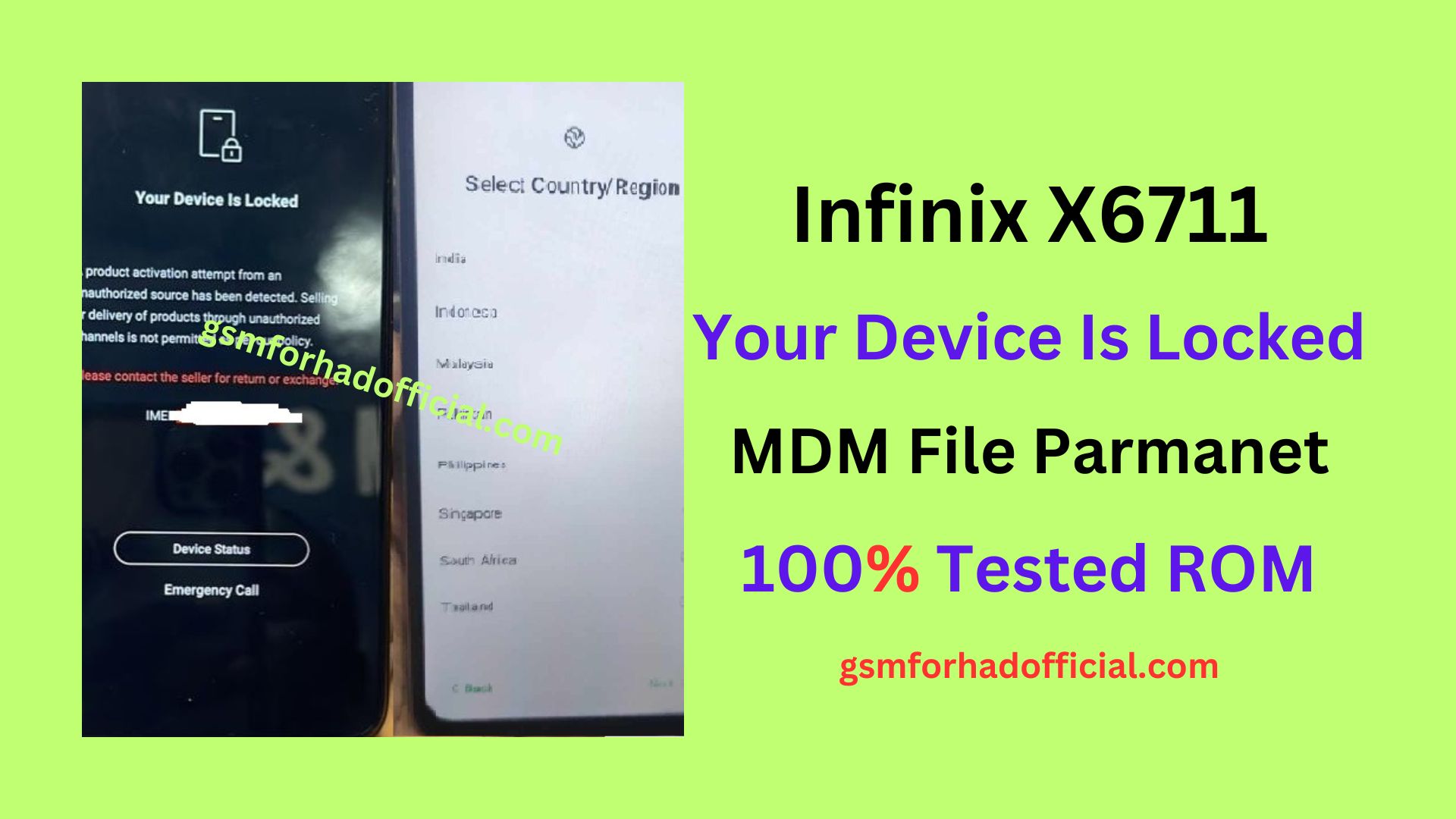 Infinix X6711 Your Device Is Locked MDM Remove File