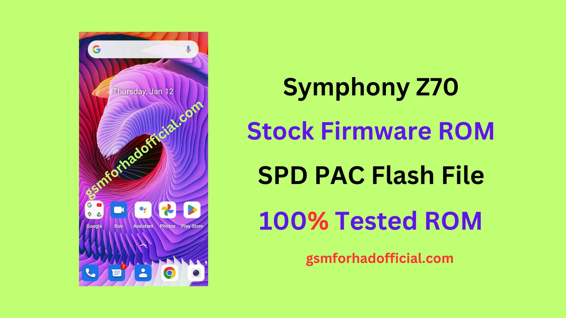 Symphony Z70 Flash File SPD PAC - 100% Tested